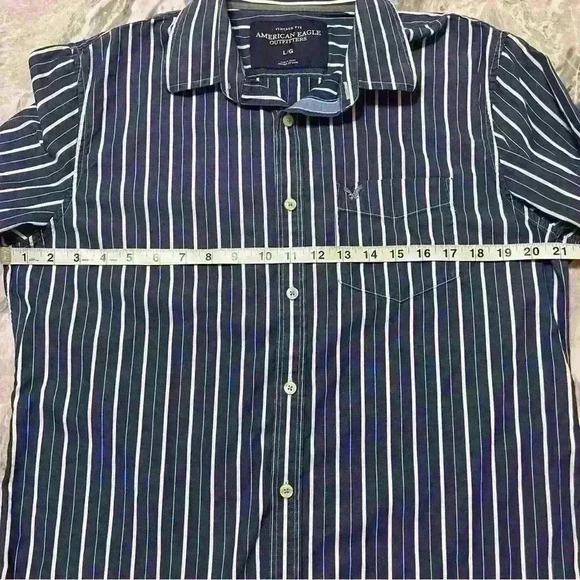 American Eagle Shirt Mens Size Large Vintage Fit Blue Striped Long Sleeve - Picture 5 of 9